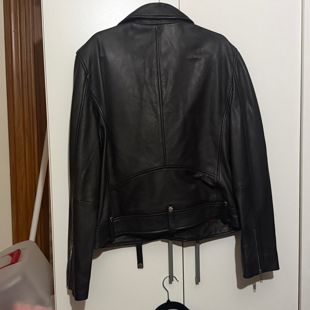 NWT The Kooples Men's Black Real Leather Bike Jacket Size XL - Picture 6 of 9